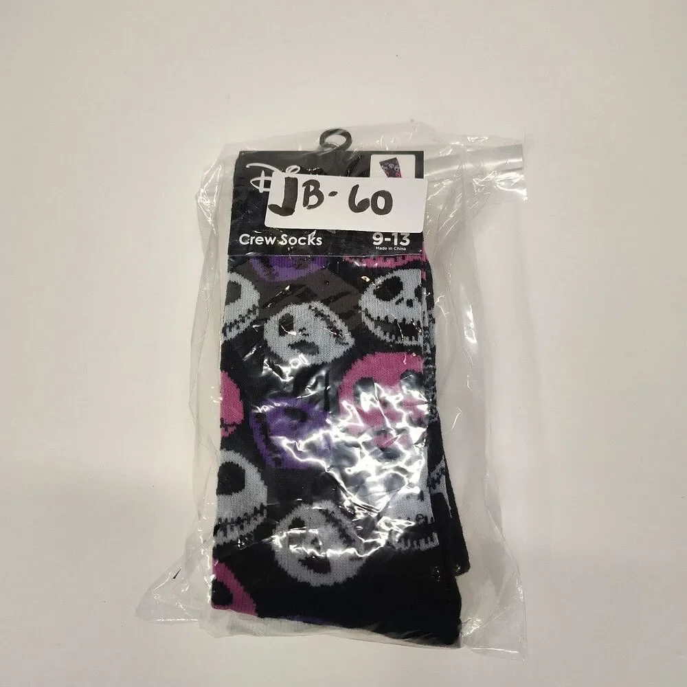Nightmare Before Christmas Men Novelty 2 Pair Black Crew Socks Size 6-12 NWT
